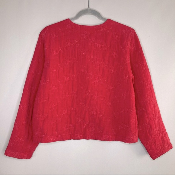 Vintage Democracy Quilted Embroidered Kimono Jacket-Red-Women’s L Petite-Tencel - Picture 2 of 8